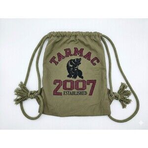 VTG Tarmac 2007 Established Drawstring Backpack Canvas Cinch Bag Bear Graphic...